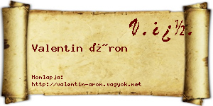 Valentin Áron névjegykártya